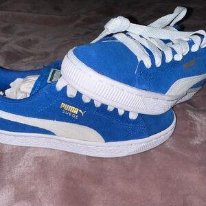 Puma Suede Jr Classic Blue and White Sneakers